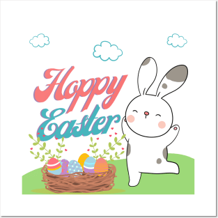 Cute Hoppy Easter Bunny | Easter Gift Ideas | Gifts for Kids | Gifts for Rabbit Bunny Lovers Posters and Art